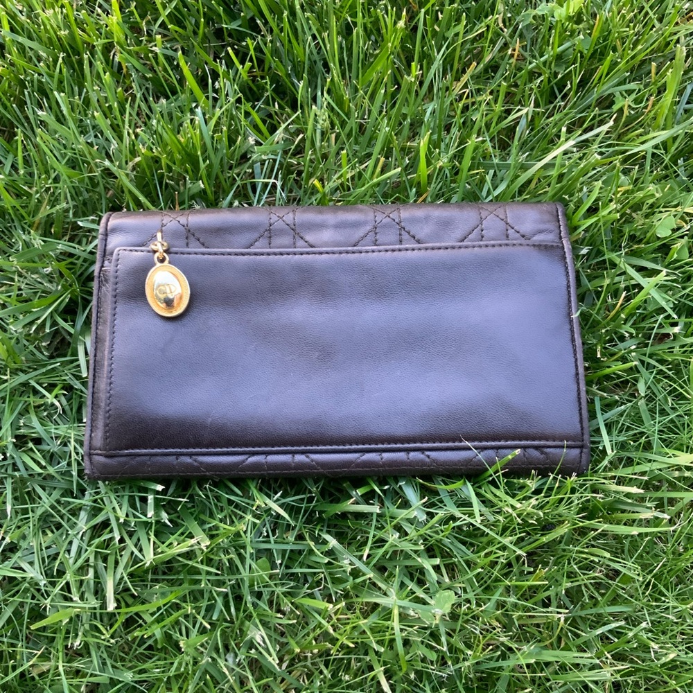 Christian Dior Vintage Cannage Long Wallet Black Leather Unisex. - Picture 3 of 16